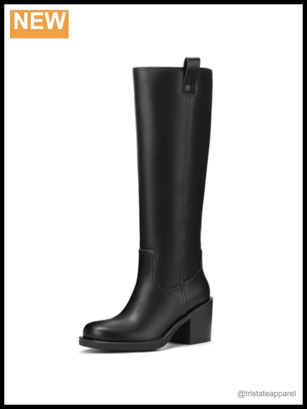 Women's Faux Leather Knee High Boots 3 Inch Chunky Platform Heel Pull On Round